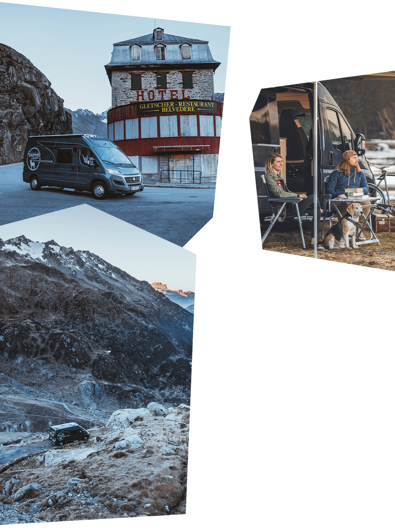 Collage mehrerer Camper Bilder