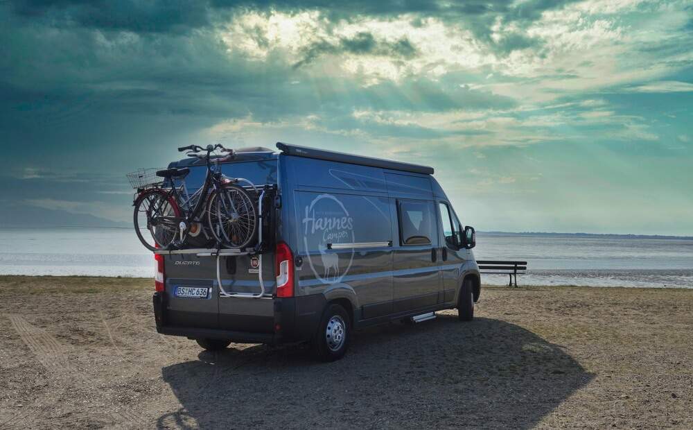 Wohnmobil mieten mit Hund - Hunde Hannes am Strand